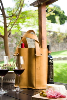 Portabotellas doble - Wine Caddy para transportar cómodo y seguro sus botellas - 100% piel genuina