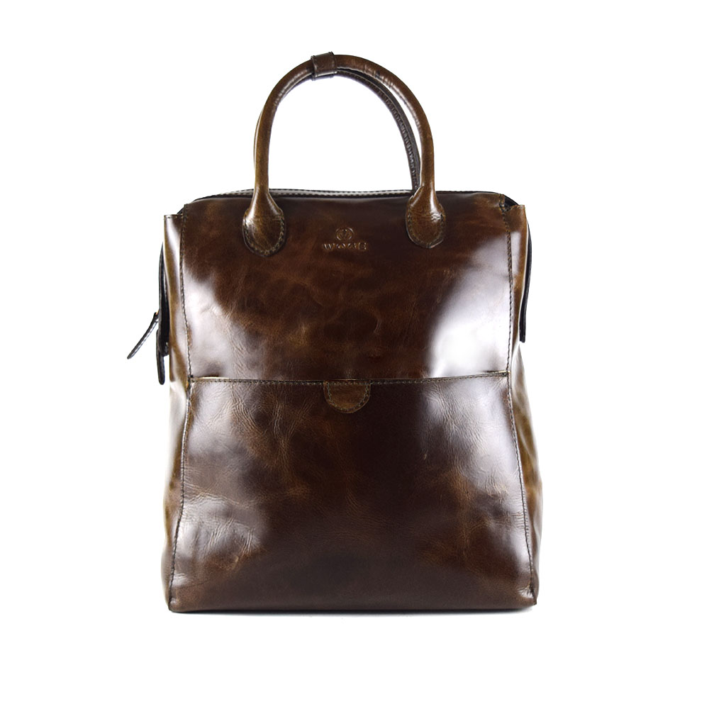 Backpack convertible a bolso de mano dama 100% piel - color chocolate - Imagen 2