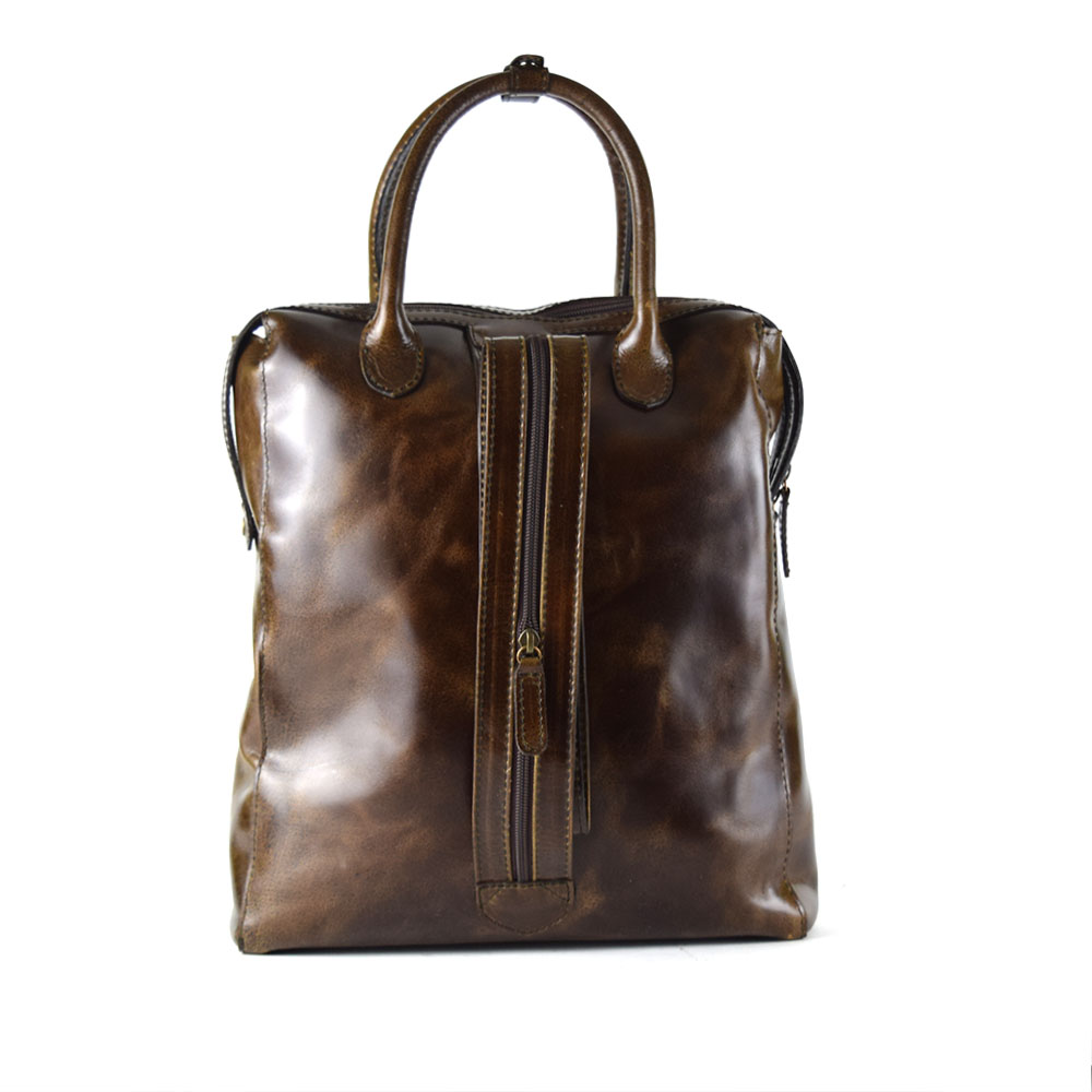 Backpack convertible a bolso de mano dama 100% piel - color chocolate - Imagen 4