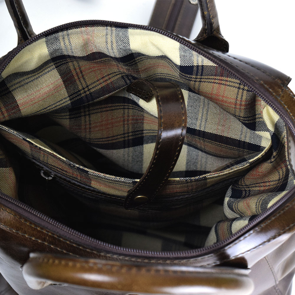 Backpack convertible a bolso de mano dama 100% piel - color chocolate - Imagen 9