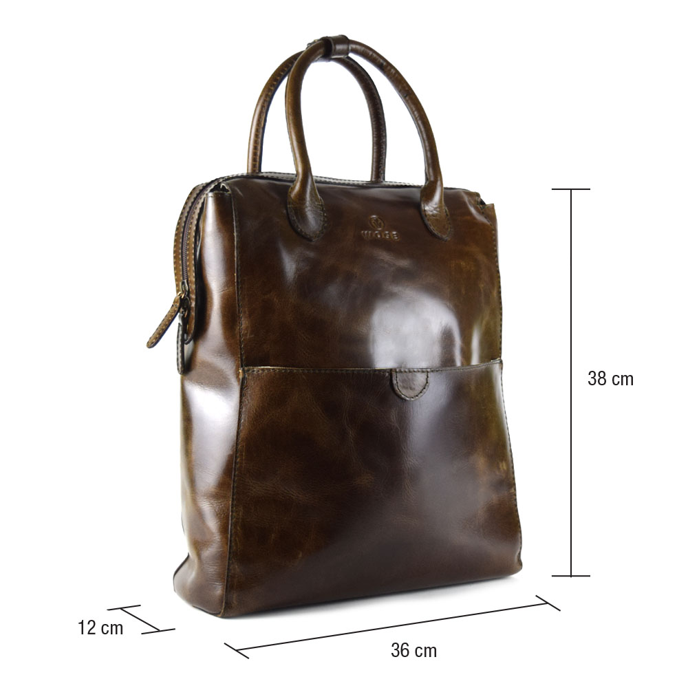 Backpack convertible a bolso de mano dama 100% piel - color chocolate - Imagen 14