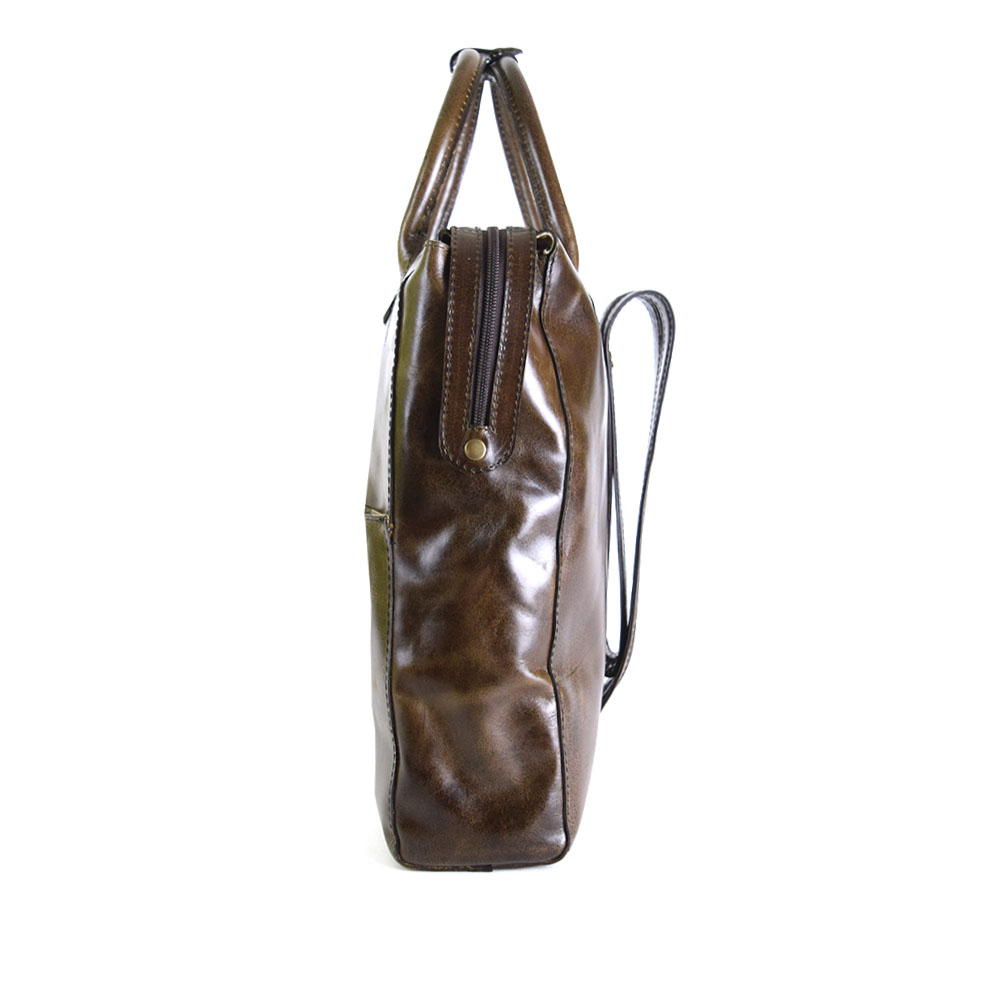 Backpack convertible a bolso de mano dama 100% piel - color chocolate - Imagen 3