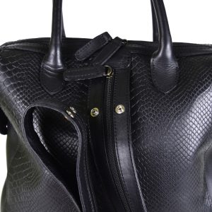 Backpack convertible a bolso de mano dama 100% piel - color negro con grabado Vib