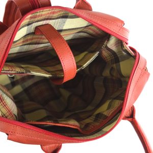 Backpack convertible a bolso de mano dama 100% piel - color Rojo
