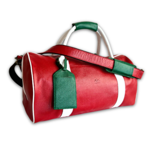 Maleta TRI Duffel Gym 100% piel genuina combinación roja