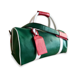 Maleta TRI Duffel Gym 100% piel genuina combinación verde