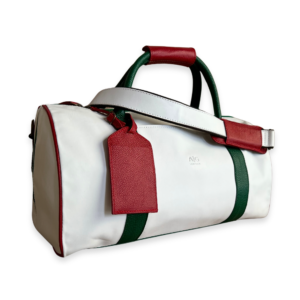 Maleta TRI Duffel Gym 100% piel genuina combinación blanca